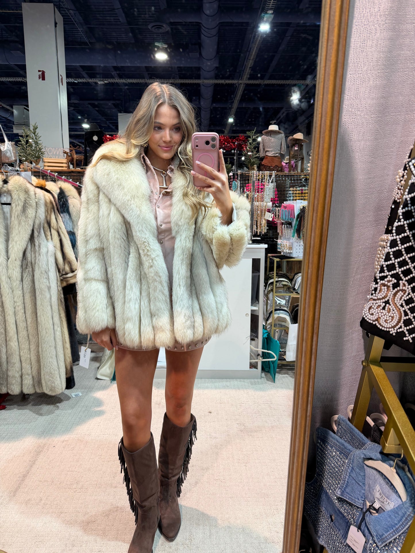 #130 Vintage Natural Blue Fox Jacket Size M/L