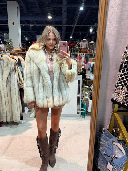 #130 Vintage Natural Blue Fox Jacket Size M/L