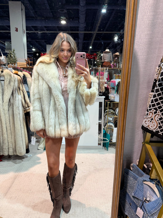 #130 Vintage Natural Blue Fox Jacket Size M/L