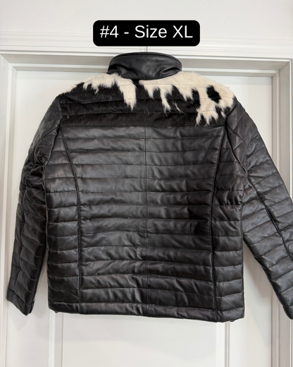 Men's Cowhide Puffer Jacket in Black