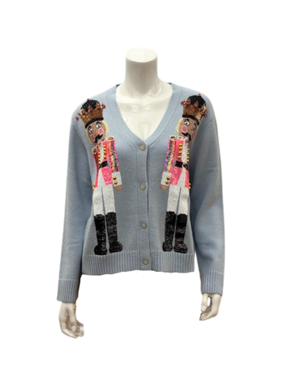 FINAL SALE!! Sequin Nutcracker Cardigan in Pale Blue