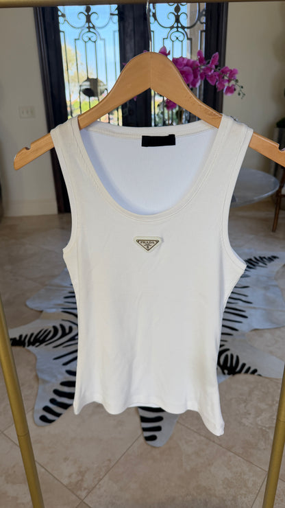 Vintage Prada Logo Ribbed Tank Size Medium
