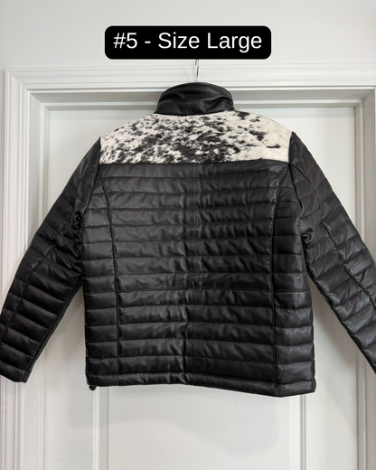 Men's Cowhide Puffer Jacket in Black