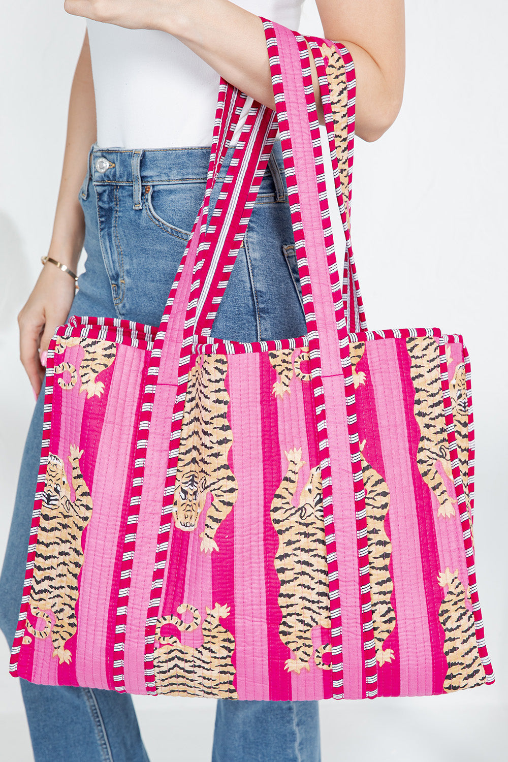 DOORBUSTER!! Tiger Print Reversible Tote in Pink