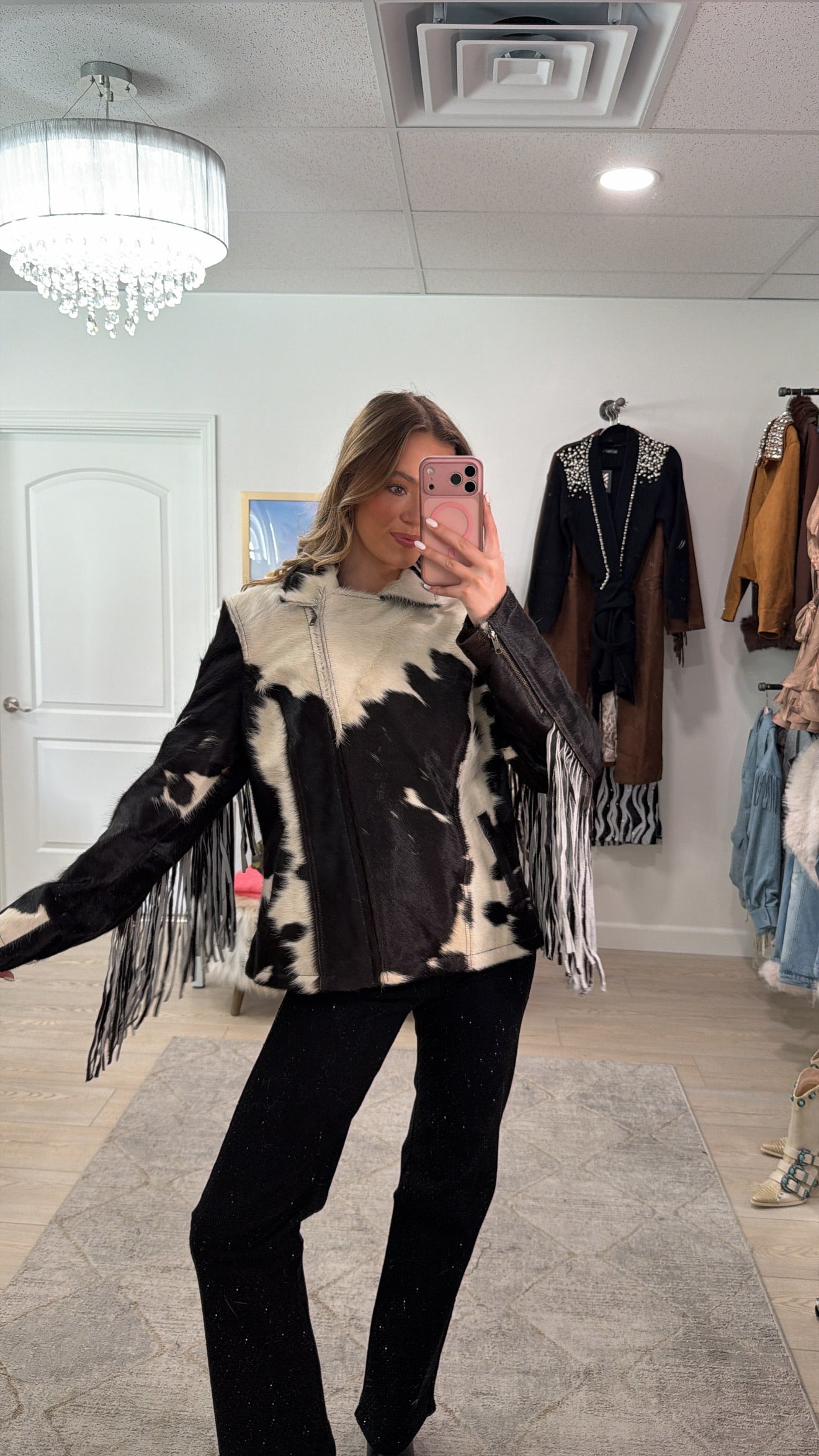 NEW!! Cowhide Jacket with Fringe #3 - Size X-Large