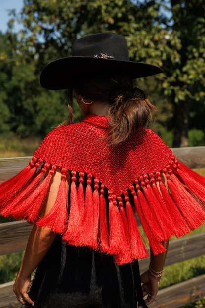 Red Fringe Tassel Cape