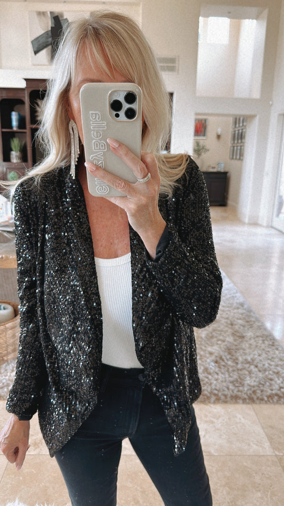 "All Out" Sequin Jacket in Black