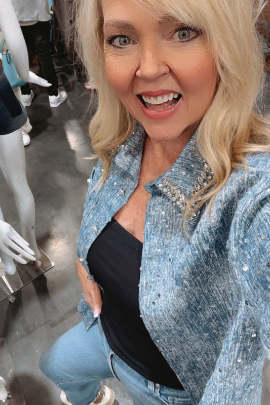 FINAL SALE!! Rylee Rhinestone Denim Shacket