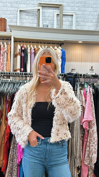 FINAL SALE!! Sparkle On Sequin Cardigan in Cream