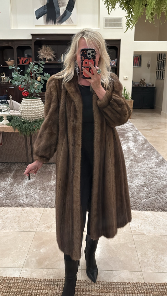 #46 Vintage Brown Mink Fur Coat