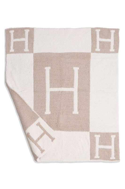 NEW!! Infant "H" Comfy Luxe Throw Blanket in 2 Colors