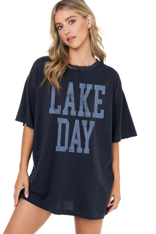 NEW!! Lake Day Graphic Oversized Tee