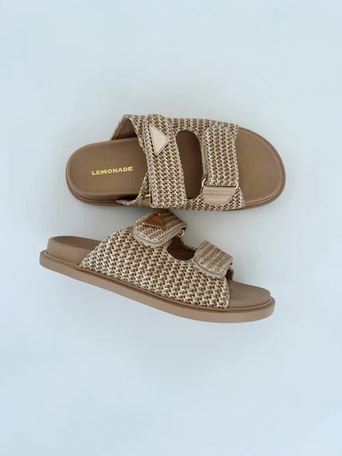 AS SEEN ON WHITNEY RIFE!! The Tuscany Raffia Slide in Nude