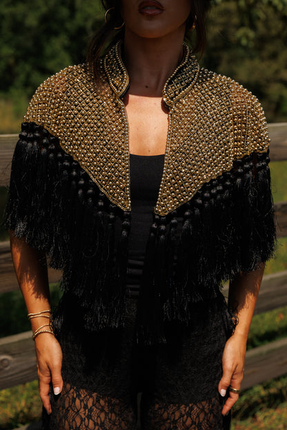 Two Tone Fringe Tassel Cape