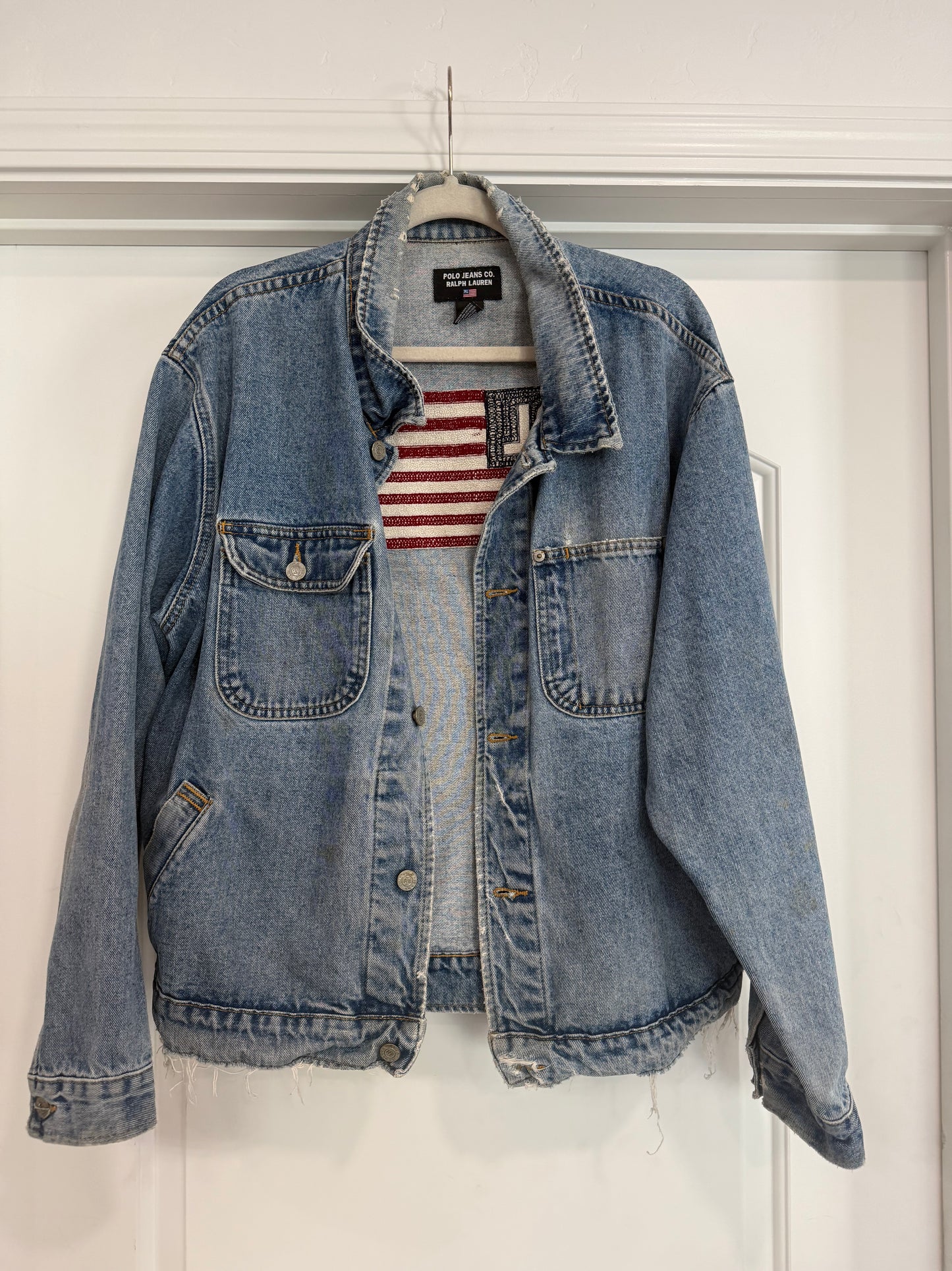 NEW!! Vintage Ralph Lauren Denim American Flag Jacket Size XL