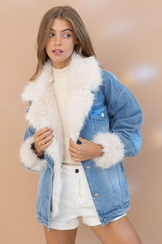 NEW!! Penny Faux Fur Denim Jacket