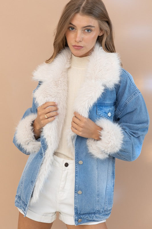 NEW!! Penny Faux Fur Denim Jacket