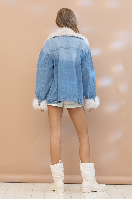 NEW!! Penny Faux Fur Denim Jacket