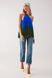 NEW!! Becca Ombre High Neck Pleated Top