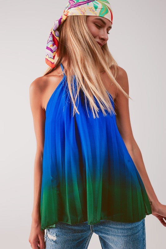 NEW!! Becca Ombre High Neck Pleated Top