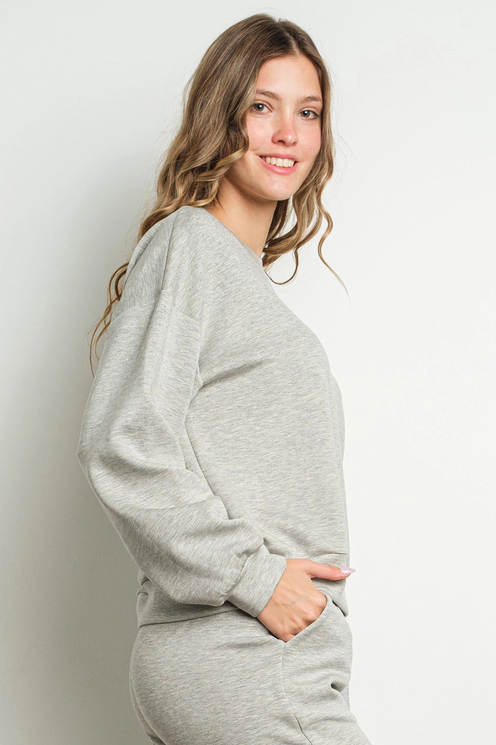 NEW!! "Out Of Office" Rhinestone Lounge Set in Grey