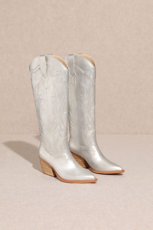 FINAL SALE!! "Going West" Knee High Boots in Silver