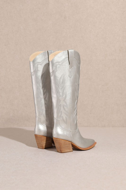 FINAL SALE!! "Going West" Knee High Boots in Silver