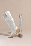 FINAL SALE!! "Going West" Knee High Boots in Silver