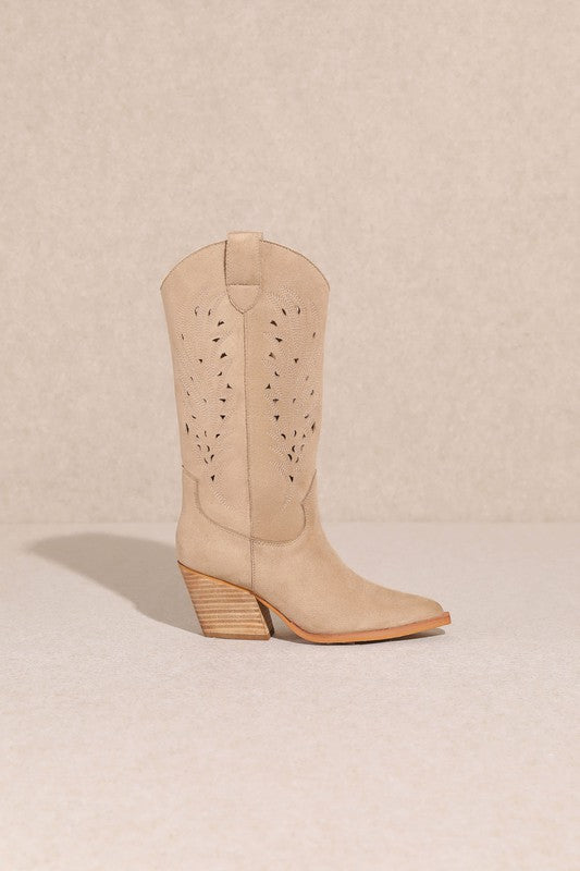 NEW!! The “Olivia” Laser Cut Boot in Beige