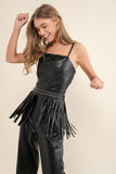 NEW!! Faux Leather Fringe Jumpsuit