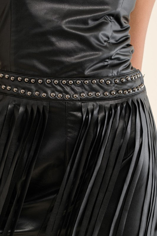 FINAL SALE!! Faux Leather Fringe Jumpsuit