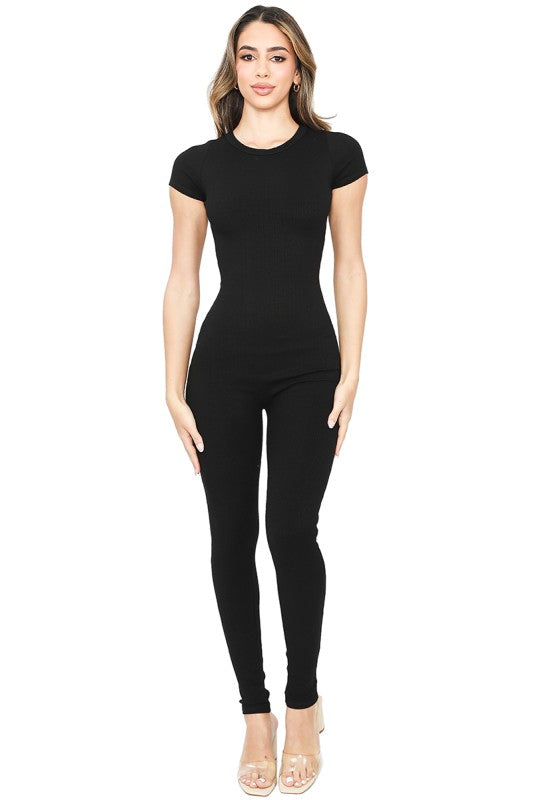 NEW!! "Base Layer" Ribbed Short Sleeve Jumpsuit
