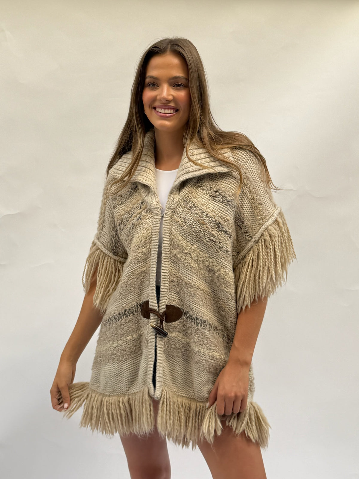 Vintage Cavalli Knit Fringe Poncho Size S/M