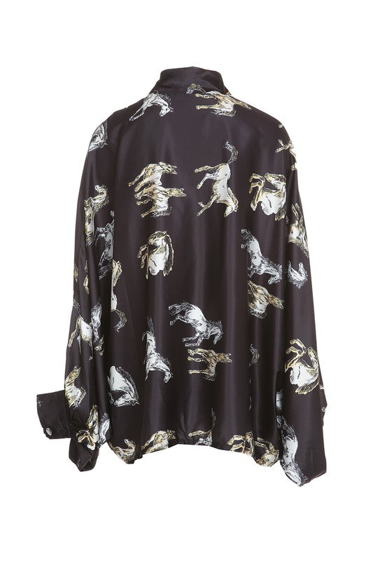 PREORDER! AS SEEN ON WEST DESPERADO!! Horseprint Satin Top in 2 Colors