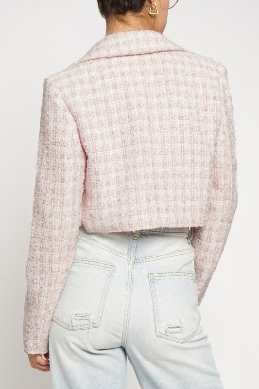 NEW!! Rosie Boucle Tweed Crop Jacket in Pink