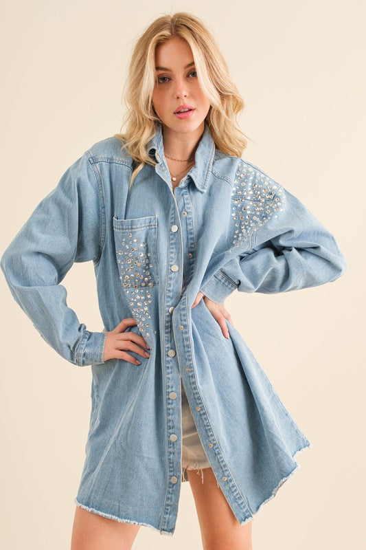 NEW!! Shania Rhinestone Denim Shacket & Dress