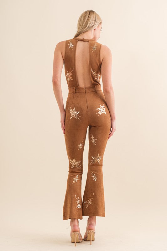 NEW!! Be a Star Velvet Jumpsuit in Gold