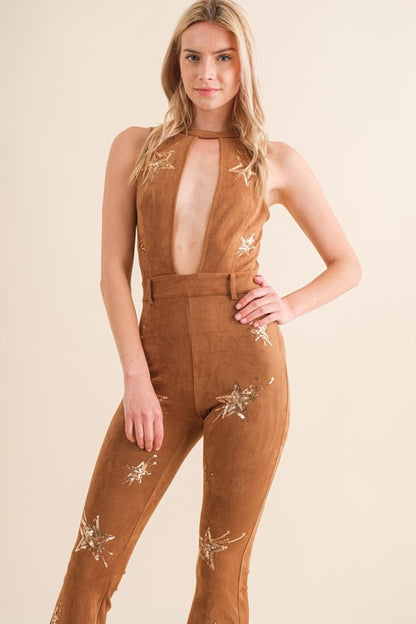 NEW!! Be a Star Velvet Jumpsuit in Gold