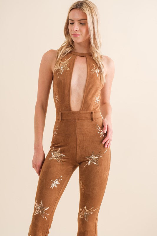 NEW!! Be a Star Velvet Jumpsuit in Gold