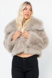 AS SEEN ON ASHLEE NICHOLS!! Knock Out Cropped Faux Fur Jacket in Grey