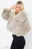 AS SEEN ON ASHLEE NICHOLS!! Knock Out Cropped Faux Fur Jacket in Grey