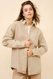 AS SEEN ON WHITNEY RIFE!! Crystal Striped Denim Shacket in Beige