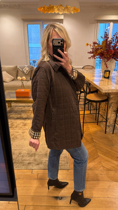 Vintage Burberry Quilted Brown Jacket Size Large