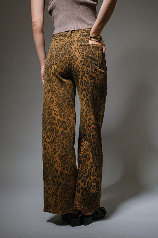 BEST SELLER!! The Nikki Leopard Denim Rhinestone Jean