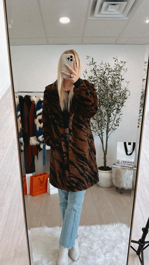 NEW!! The "Destined for Fame" Faux Fur Jacket in Zebra