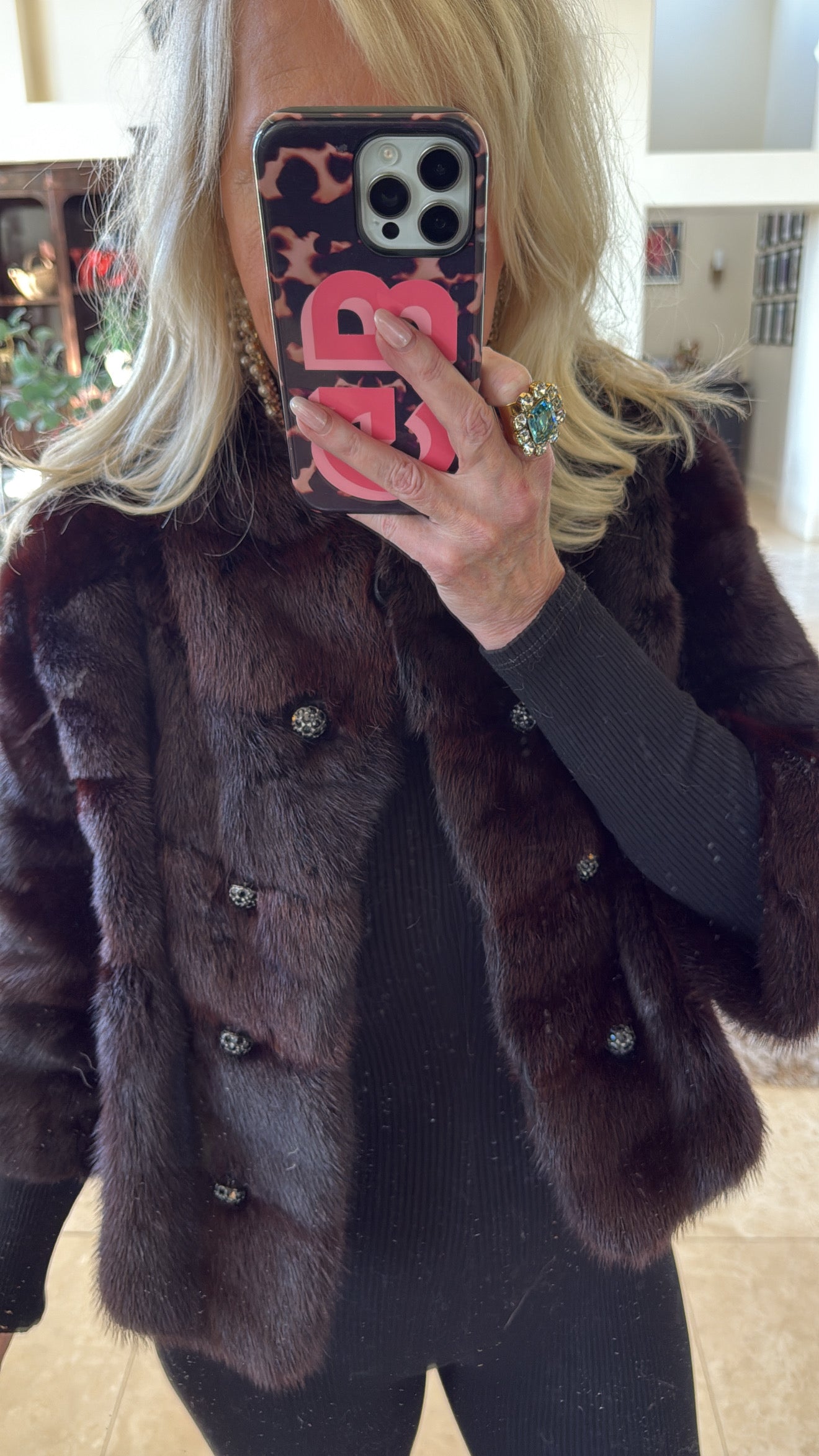 #118 Vintage Mahogany Mink Crop Fur Jacket