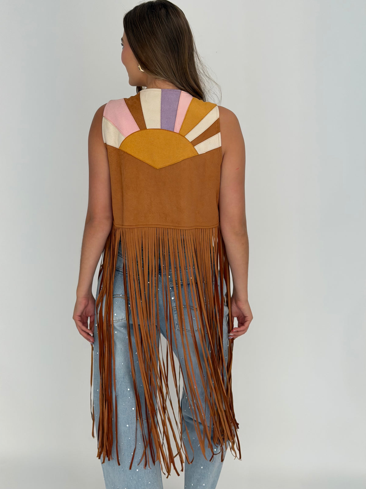 FINAL SALE!! "Fort Worth” Suede Fringe Shawl Vest