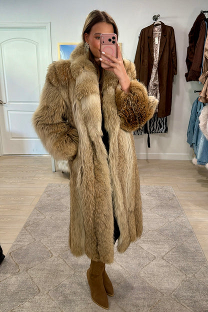 #GB4 Vintage Coyote Fur Full Length Coat