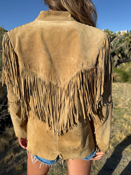 Vintage Scully Suede Fringe Button Jacket Size 8