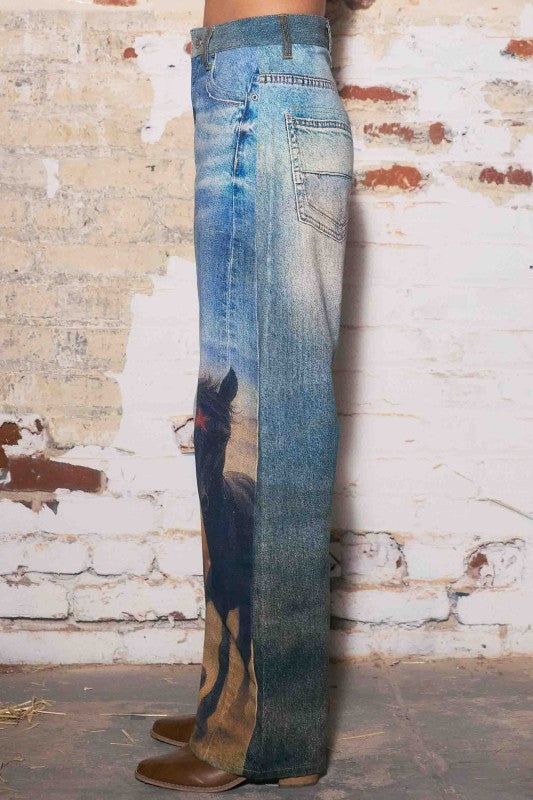 NEW!! Horse Print Barrel Jean